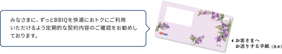 みなさまに、ずっとBBIQを快適におトクにご利用いただけるよう定期的な契約内容のご確認をお勧めしております。