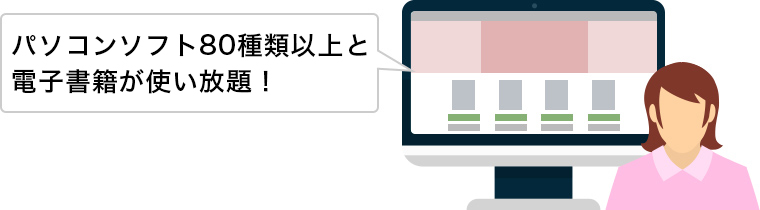 50本以上ソフトウェアと電子書籍10本を使い放題！