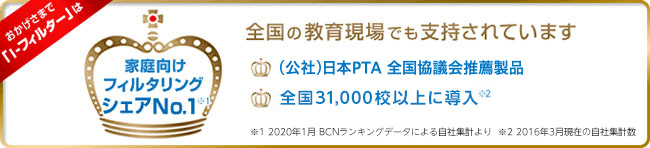 おかげさまで「i-フィルター」は家族向けフィルタリングシェアNo.1　全国の教育現場でも支持されています。日本PTA全国協議会推薦製品／全国28,000校以上に導入