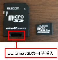 左が、SDカードと同じ大きさの変換アダプタです。