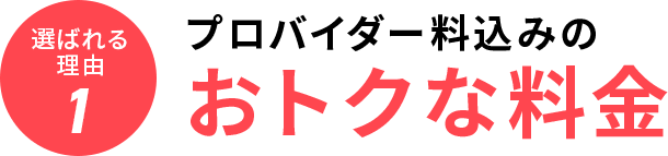 選ばれる理由1 プロバイダー料込みのおトクな料金
